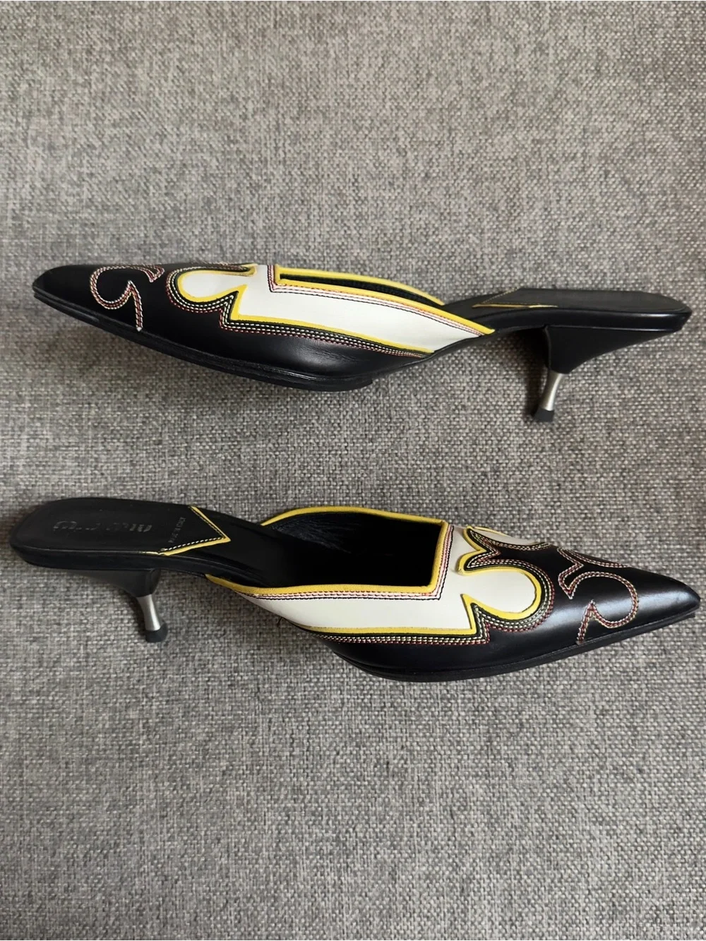 Vintage Miu Miu western mules heels